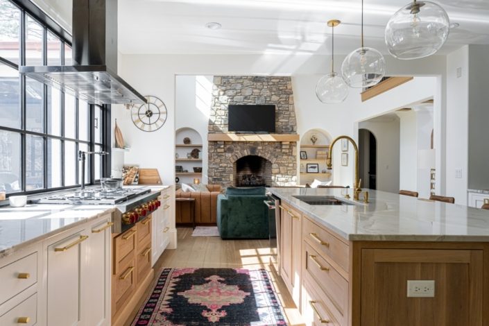 modern kitchen hood and steel window