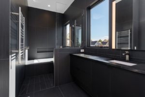 modern black bathroom builders